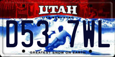 UT license plate D537WL