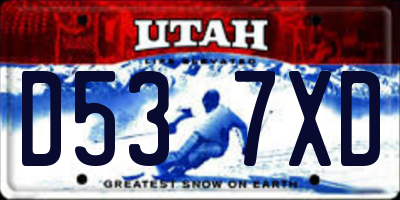 UT license plate D537XD