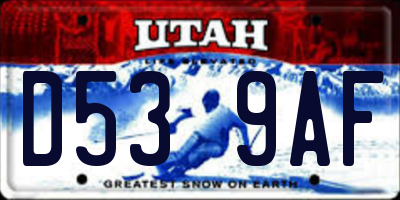 UT license plate D539AF