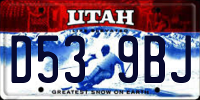 UT license plate D539BJ
