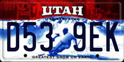 UT license plate D539EK