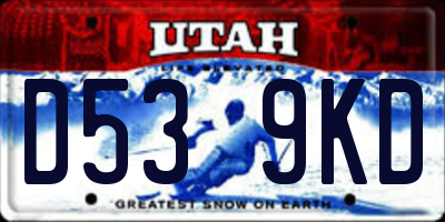 UT license plate D539KD