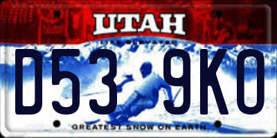 UT license plate D539KO