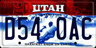 UT license plate D540AC