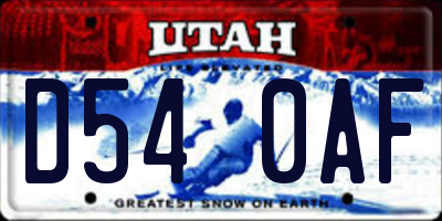 UT license plate D540AF