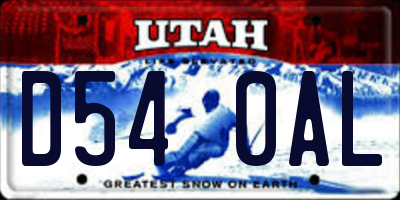 UT license plate D540AL
