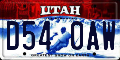 UT license plate D540AW