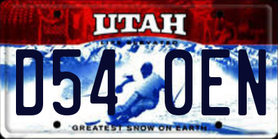 UT license plate D540EN