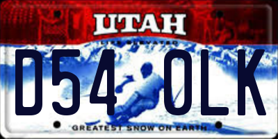 UT license plate D540LK