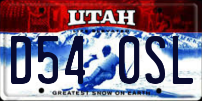 UT license plate D540SL