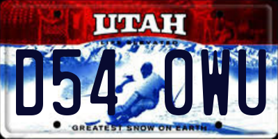 UT license plate D540WU