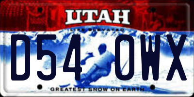 UT license plate D540WX