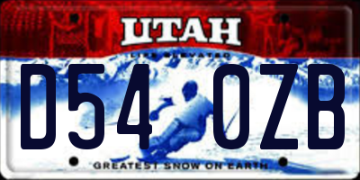 UT license plate D540ZB