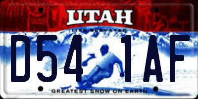 UT license plate D541AF