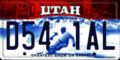 UT license plate D541AL