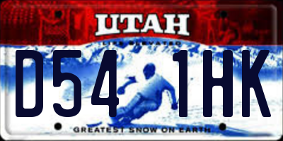 UT license plate D541HK