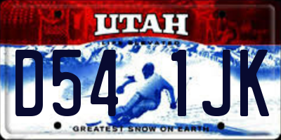 UT license plate D541JK