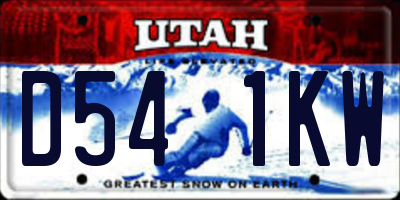 UT license plate D541KW