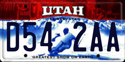 UT license plate D542AA