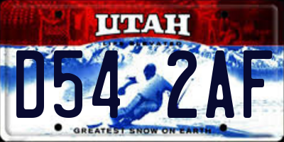 UT license plate D542AF