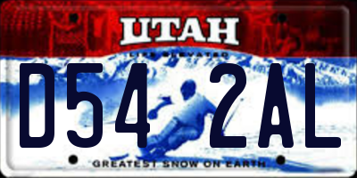 UT license plate D542AL