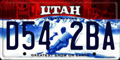 UT license plate D542BA