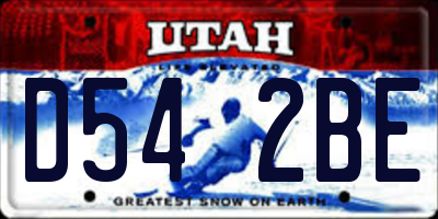 UT license plate D542BE