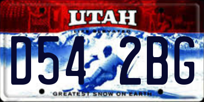UT license plate D542BG