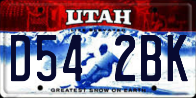 UT license plate D542BK