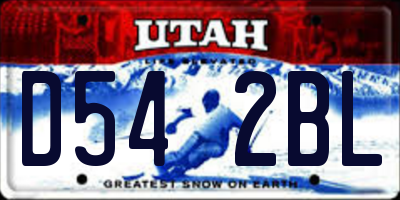 UT license plate D542BL
