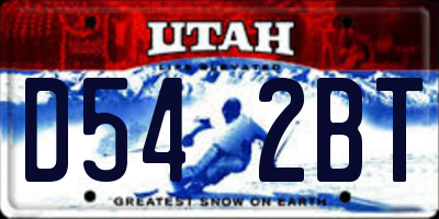 UT license plate D542BT
