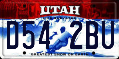 UT license plate D542BU