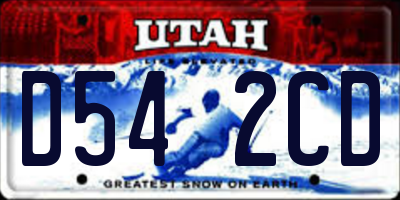 UT license plate D542CD