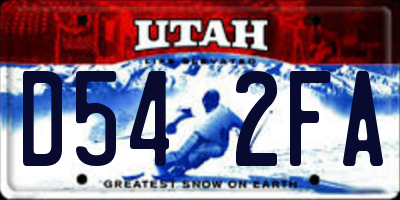 UT license plate D542FA