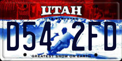 UT license plate D542FD