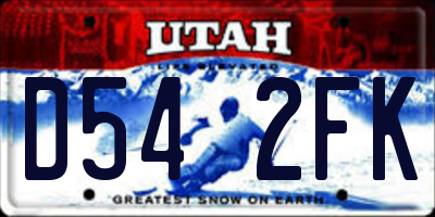 UT license plate D542FK