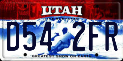 UT license plate D542FR