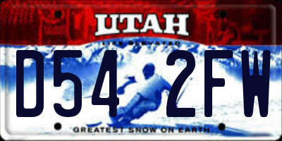 UT license plate D542FW