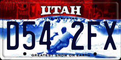 UT license plate D542FX
