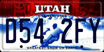 UT license plate D542FY