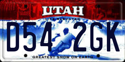 UT license plate D542GK