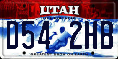 UT license plate D542HB