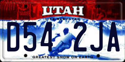 UT license plate D542JA
