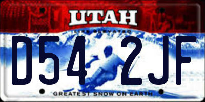 UT license plate D542JF