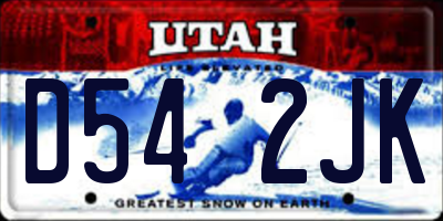 UT license plate D542JK