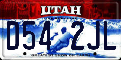 UT license plate D542JL