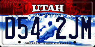 UT license plate D542JM
