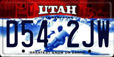 UT license plate D542JW
