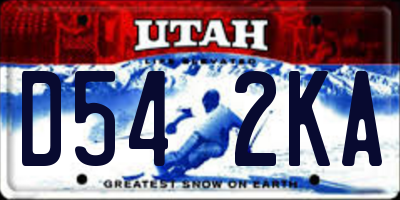UT license plate D542KA