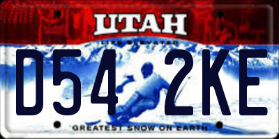 UT license plate D542KE